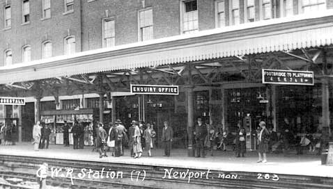Newport railway station platform in the early 1900s.
